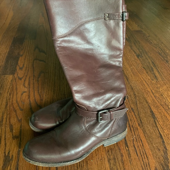 Frye Phillip Riding Dark Brown Leather Boots - Picture 3 of 8
